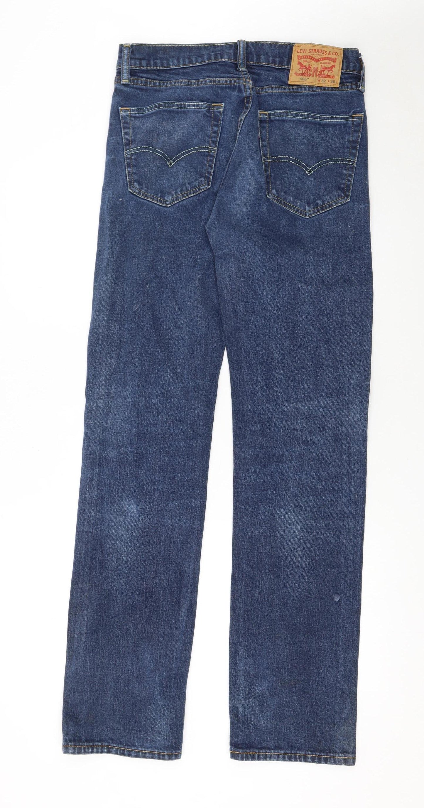 Levi’s 505 Men’s Blue Straight Jeans W32 L36 Mid Rise Denim