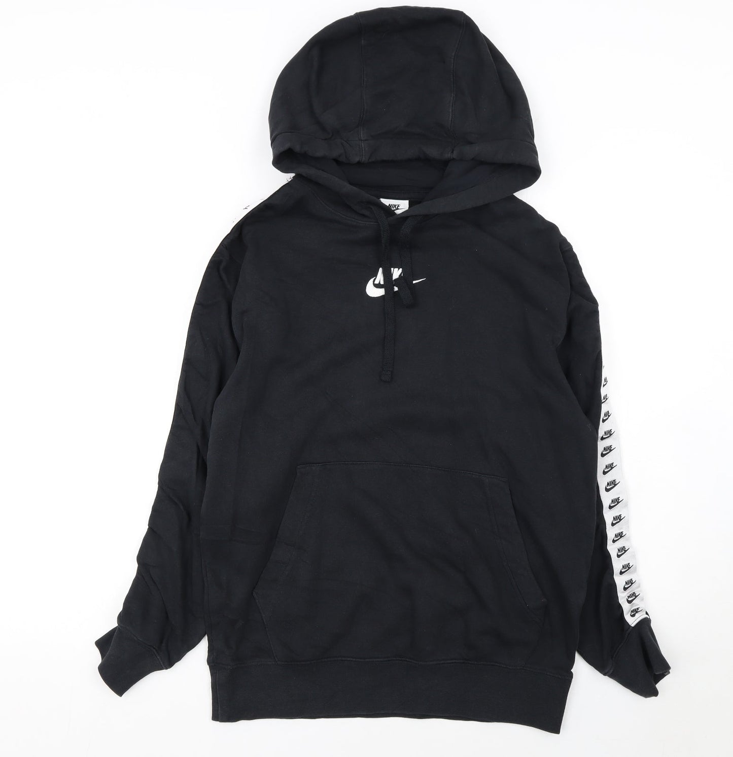 Nike Womens Black Small Pullover Hoodie With Logo Trim