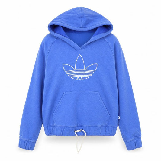 Adidas Women's Blue Pullover Hoodie Size 10 Drawstring Logo