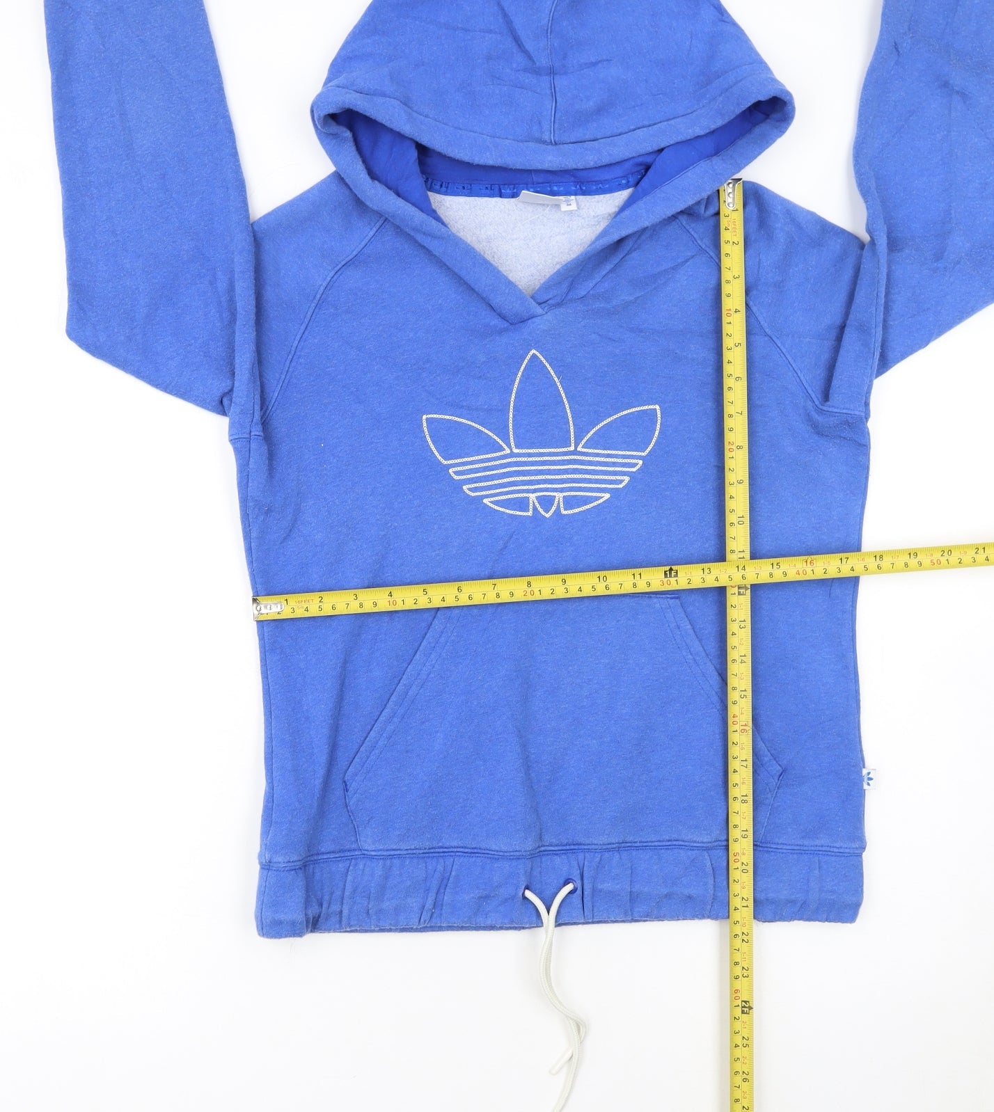 Adidas Women's Blue Pullover Hoodie Size 10 Drawstring Logo