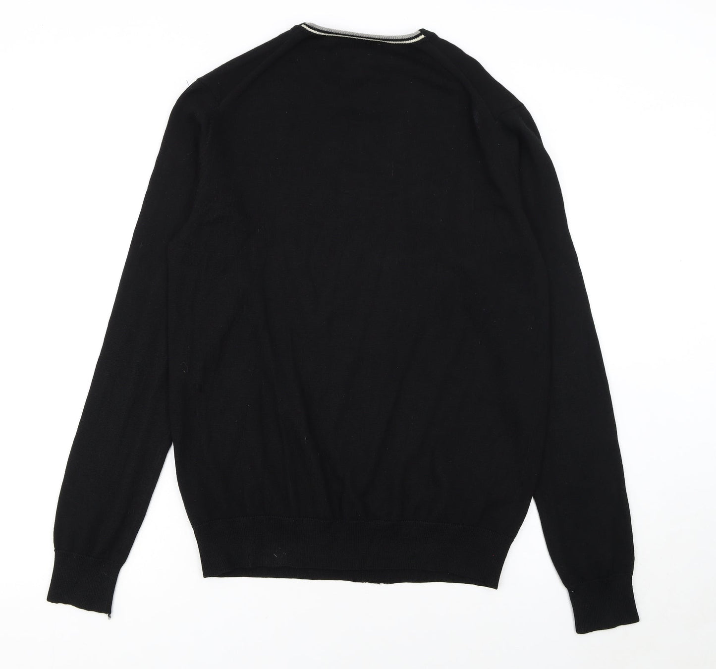 Fred Perry Men's Black Merino Wool Crew Neck Jumper L