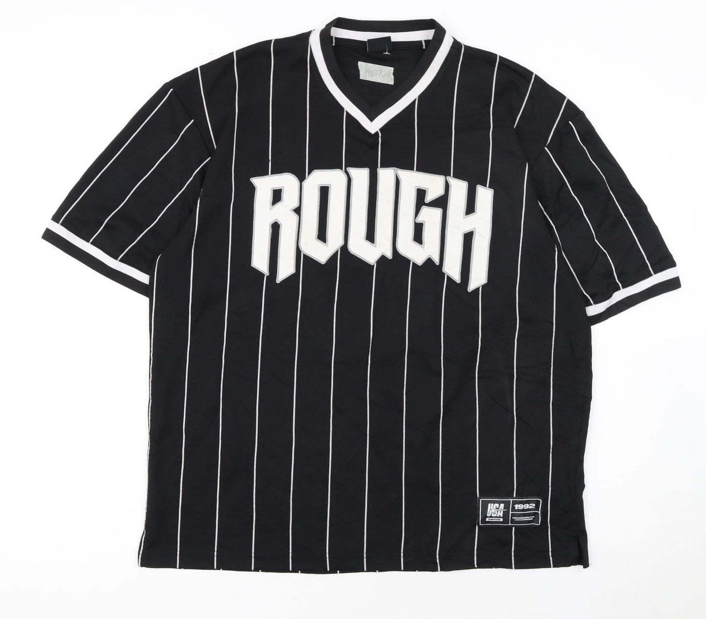 FSBN Men's Black Striped Athletic Fit Jersey T-Shirt M
