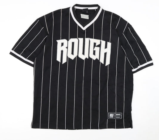 FSBN Men's Black Striped Athletic Fit Jersey T-Shirt M