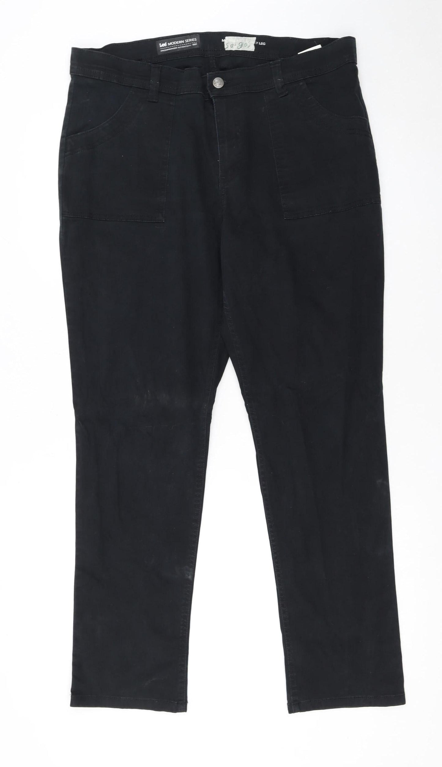 Lee Women Black Straight Jeans Size 16 Stretch Denim