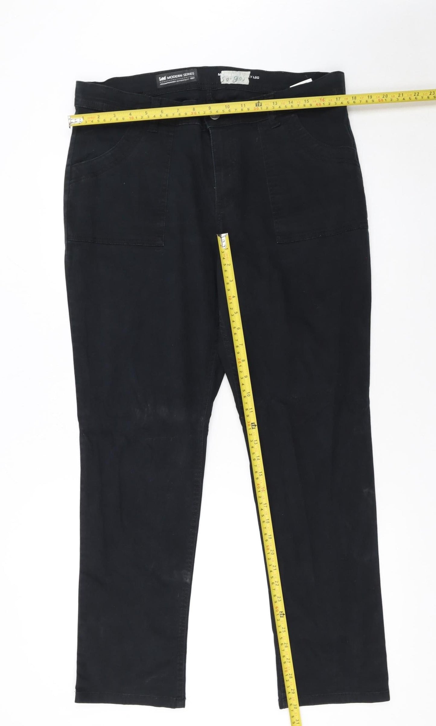 Lee Women Black Straight Jeans Size 16 Stretch Denim
