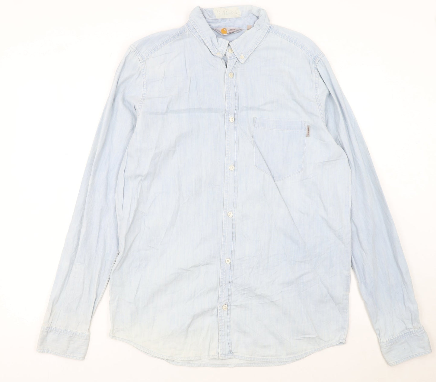 Carhartt Men's Blue Cotton Button-Up Long Sleeve Shirt M
