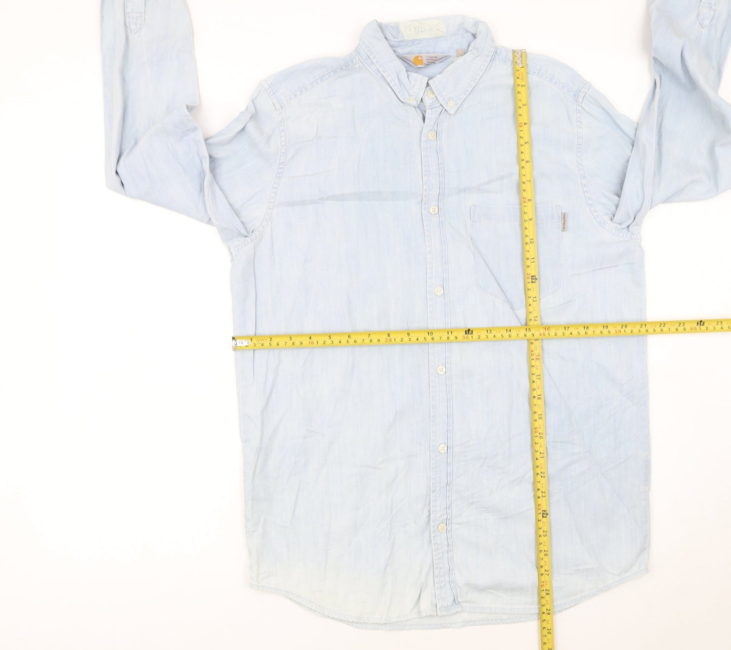 Carhartt Men's Blue Cotton Button-Up Long Sleeve Shirt M