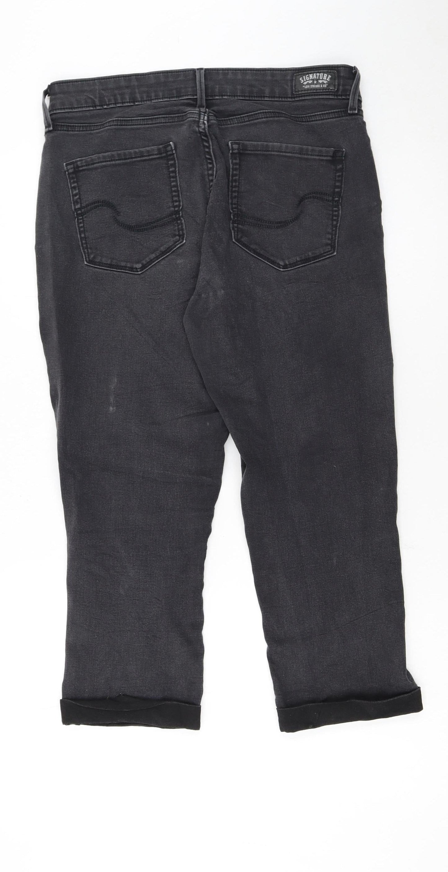 Levi Strauss Women Black Capri Jeans Size 12 Slim Fit Denim