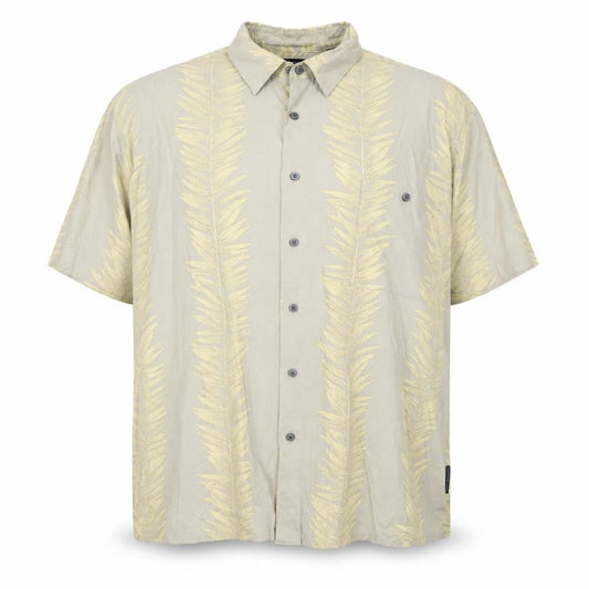 Natural Issue Men’s Beige Tropical Viscose 2XL Short Sleeve Button-Up Shirt
