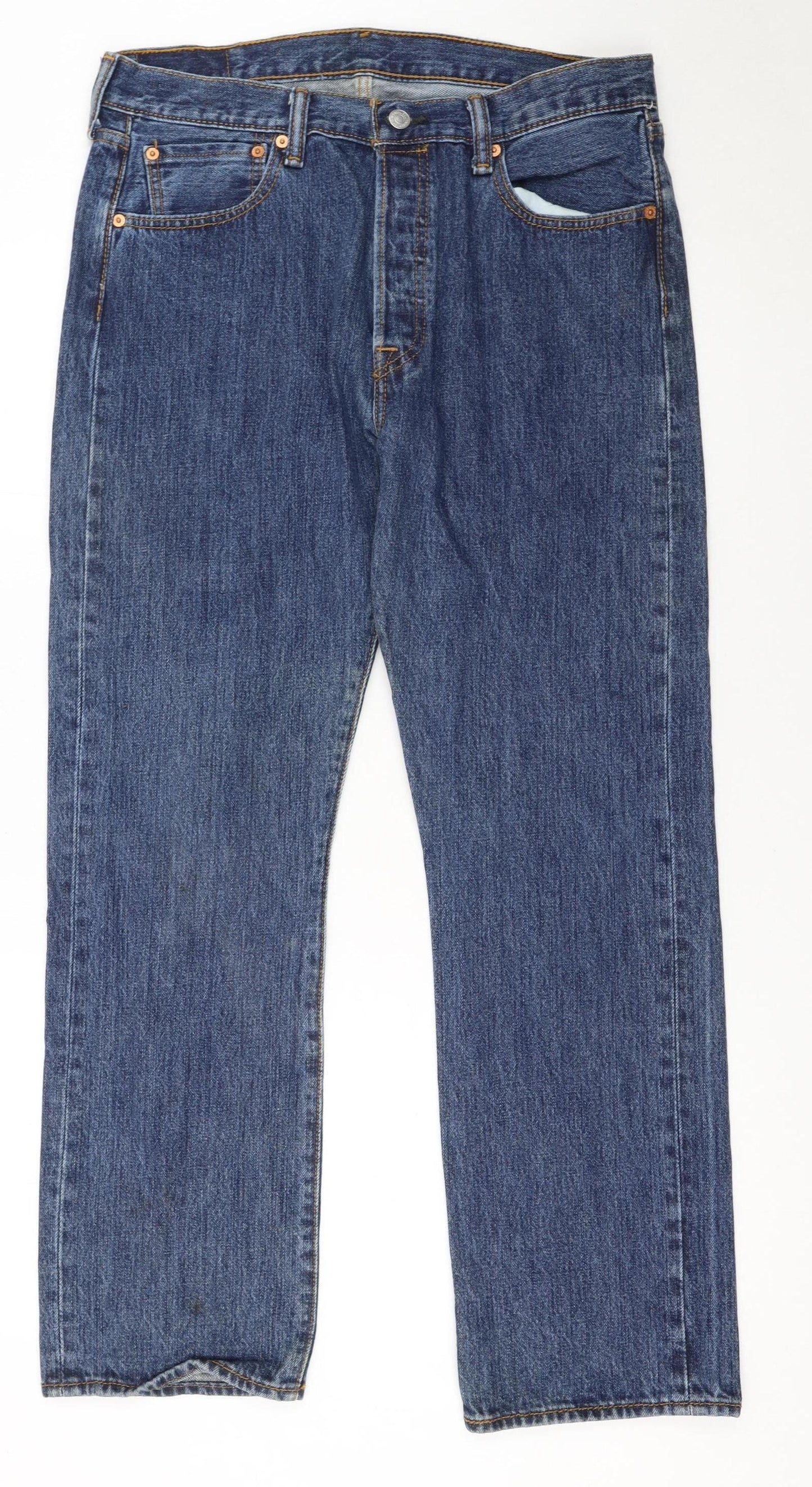 Levi's 501 Men's Blue Denim Straight Jeans 34W 30L Vintage Style