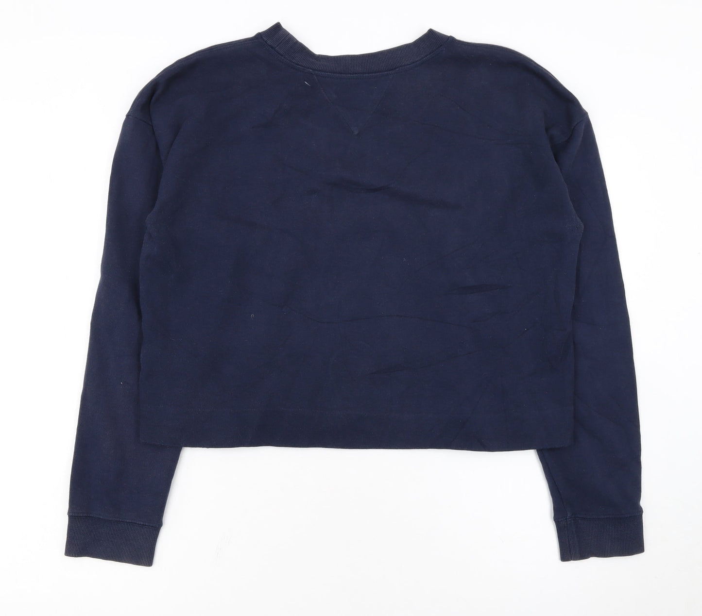Tommy Hilfiger Women Navy Blue Cotton Blend Pullover Sweatshirt L