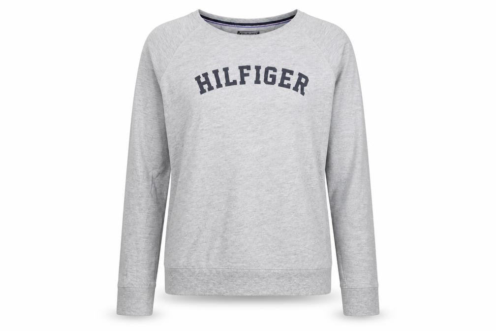 Tommy Hilfiger Women Grey L Pullover Sweatshirt Classic Logo