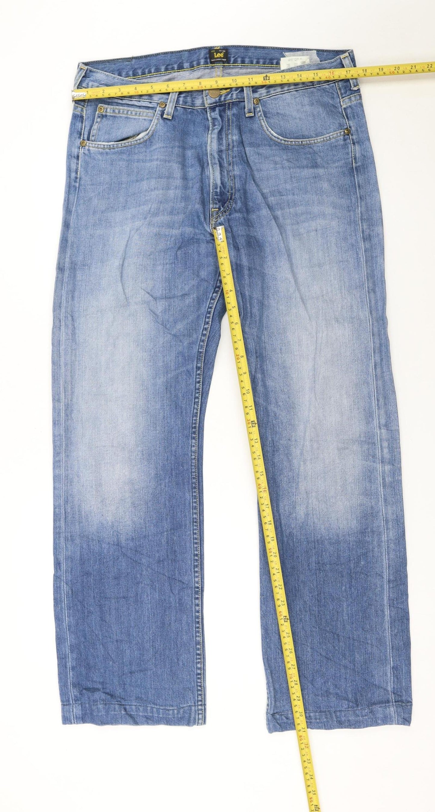 Lee Men's Blue Kent Straight Regular Fit Denim Jeans W34 L32