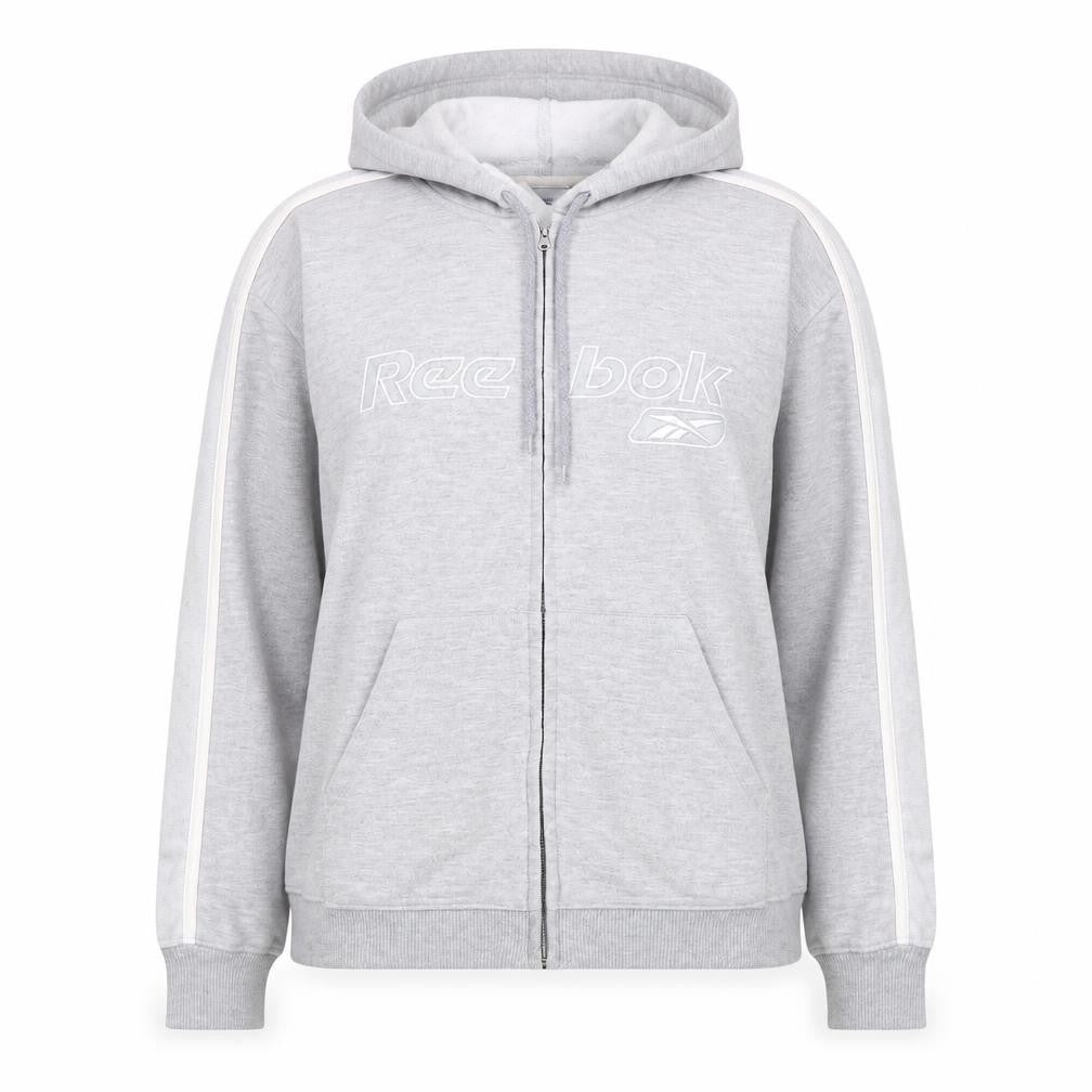 Reebok Women’s Grey Full Zip Hoodie Size 16 XL Drawstring Pockets Casual