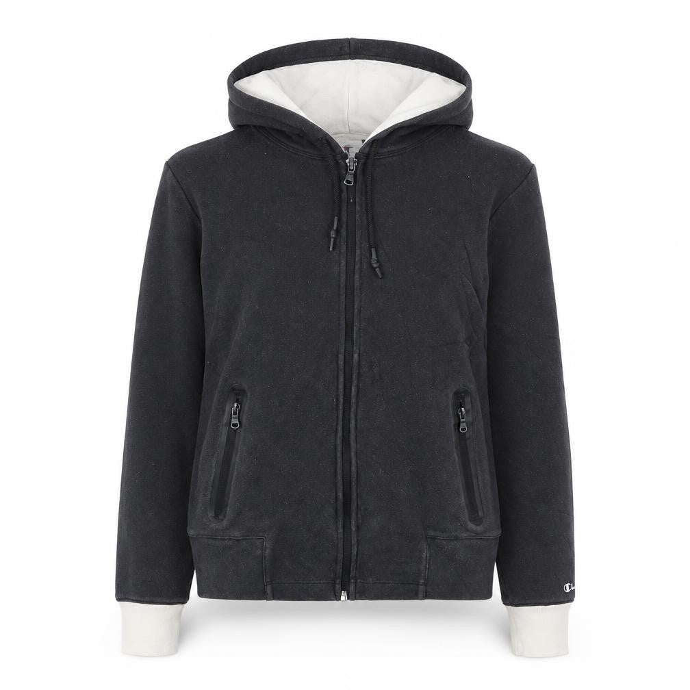 Champion Women's Black Small Full Zip Hoodie Fleece Lined Casual