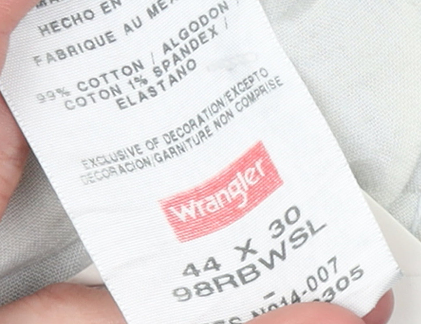 Wrangler Men's Blue Straight Denim Jeans 44x30 Relaxed Fit