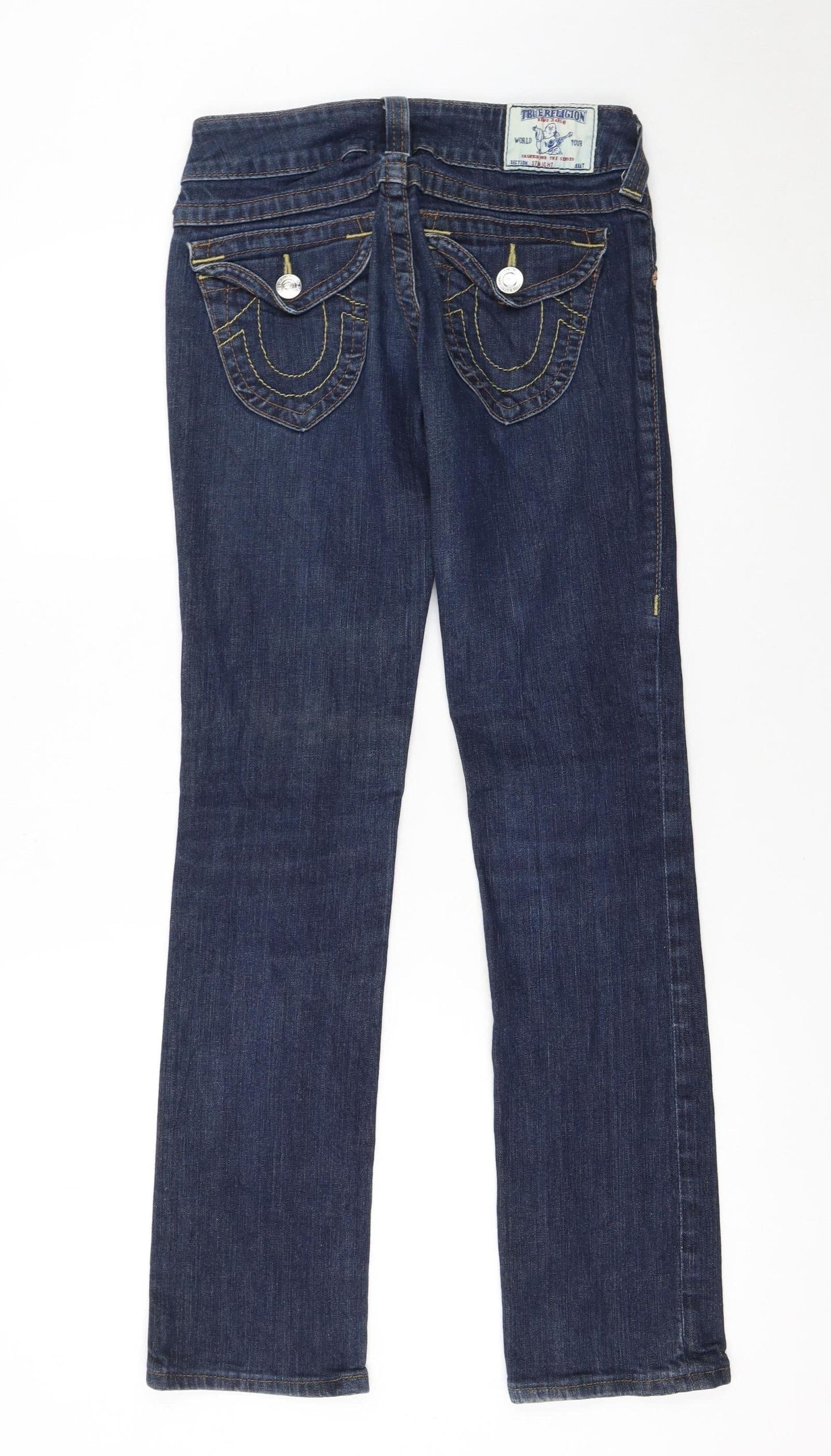 True Religion Women Blue Slim Straight Jeans Size 25 Denim USA Made