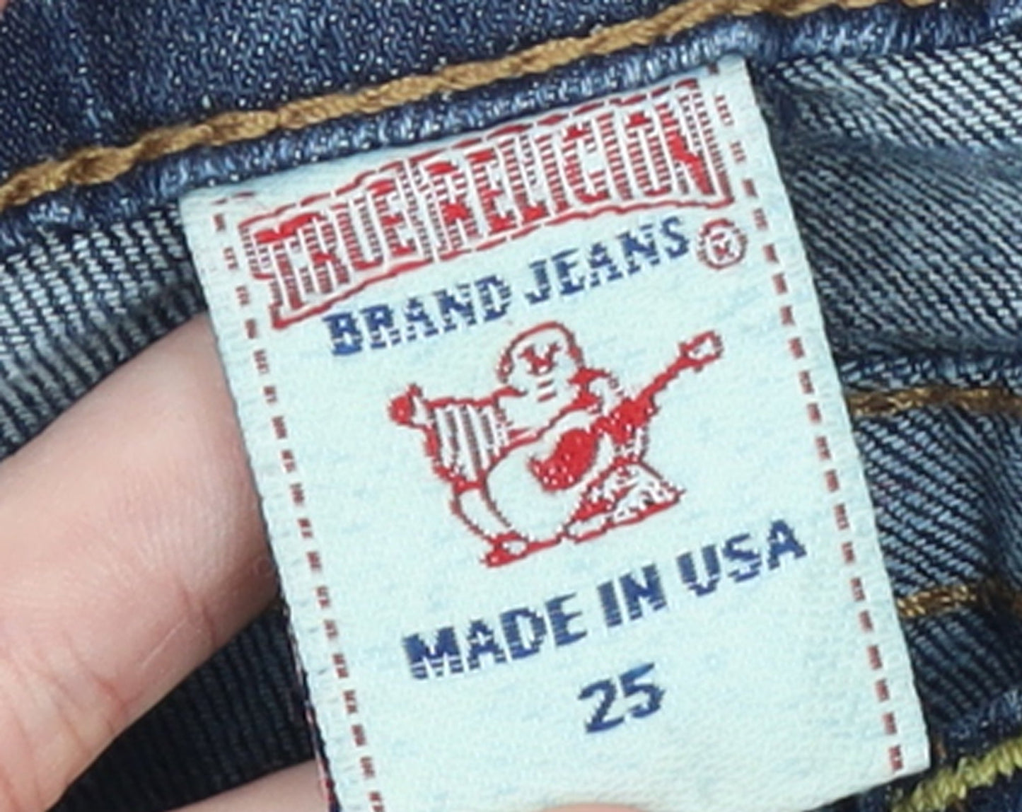 True Religion Women Blue Slim Straight Jeans Size 25 Denim USA Made
