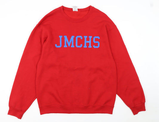 Preloved Jerzees Men’s Red JMCHS Pullover Sweatshirt Size L Regular Fit - Front