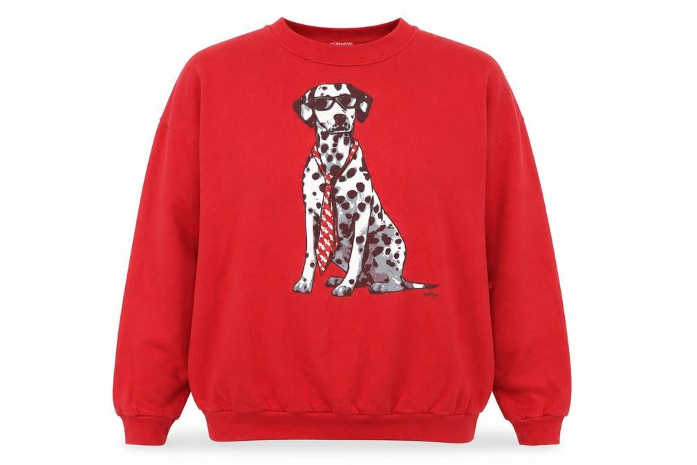 Tultex Women Red Dalmatian Graphic Sweatshirt XL Crew Neck Pullover