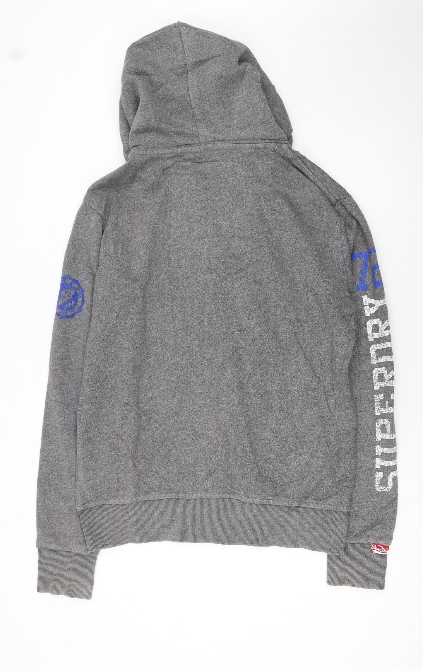 Superdry Women Grey Full Zip Hoodie Size L Track Graphic