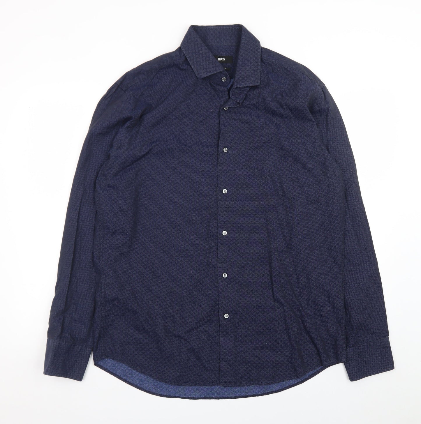 Hugo Boss Men's Blue Regular Fit Long Sleeve Button-Up Shirt Size 16.5