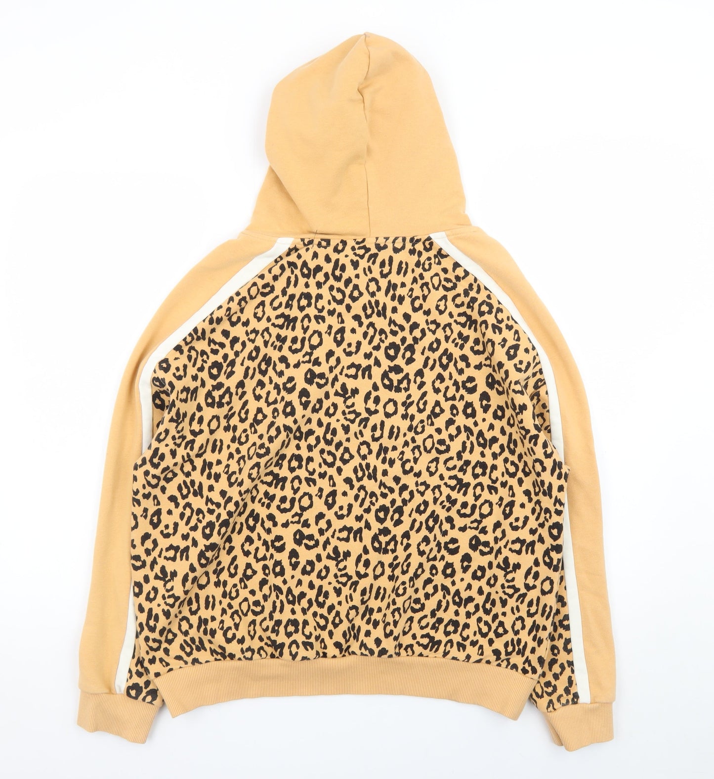 Next Women's Beige Leopard Print Pullover Hoodie M Cotton Blend