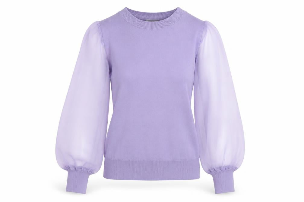 Gallery Women’s Purple Balloon Sleeve Crew Neck Pullover Jumper Size S
