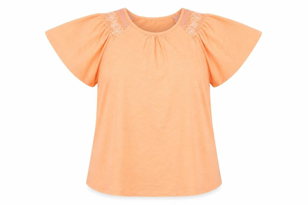 Next Women’s Orange Cotton Flutter Sleeve T-Shirt Size 16