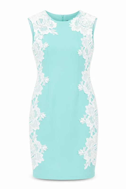 AX Paris Women Blue Lace Bodycon Dress Size 12 Sleeveless Knee Length