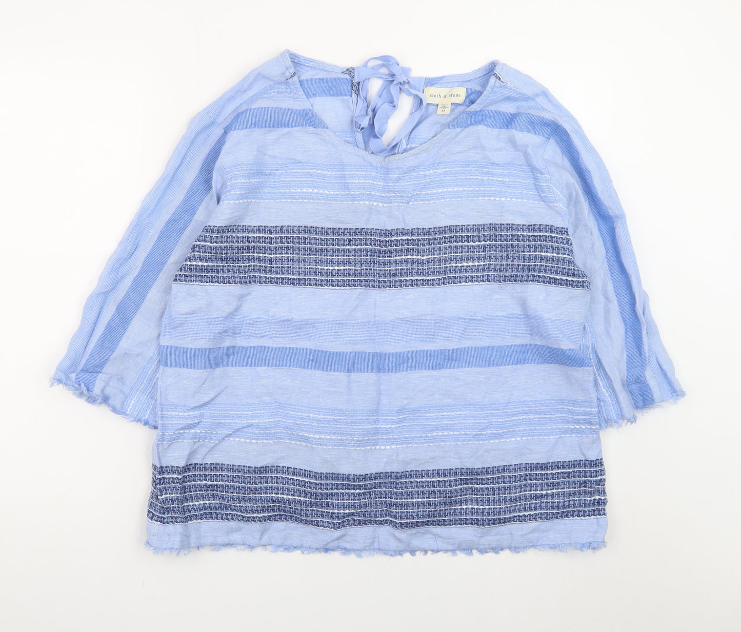 Cloth & Stone Women's Blue Striped Tunic Blouse XL Cotton