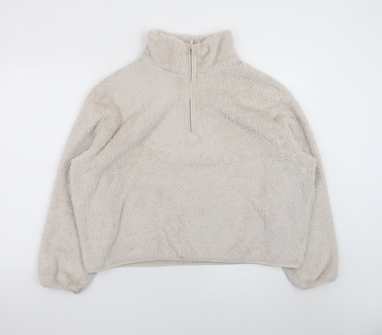 H&M Womens Beige Half Zip Fleece Sweatshirt Size M
