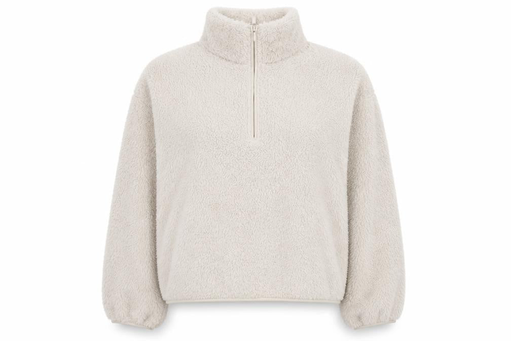 H&M Womens Beige Half Zip Fleece Sweatshirt Size M