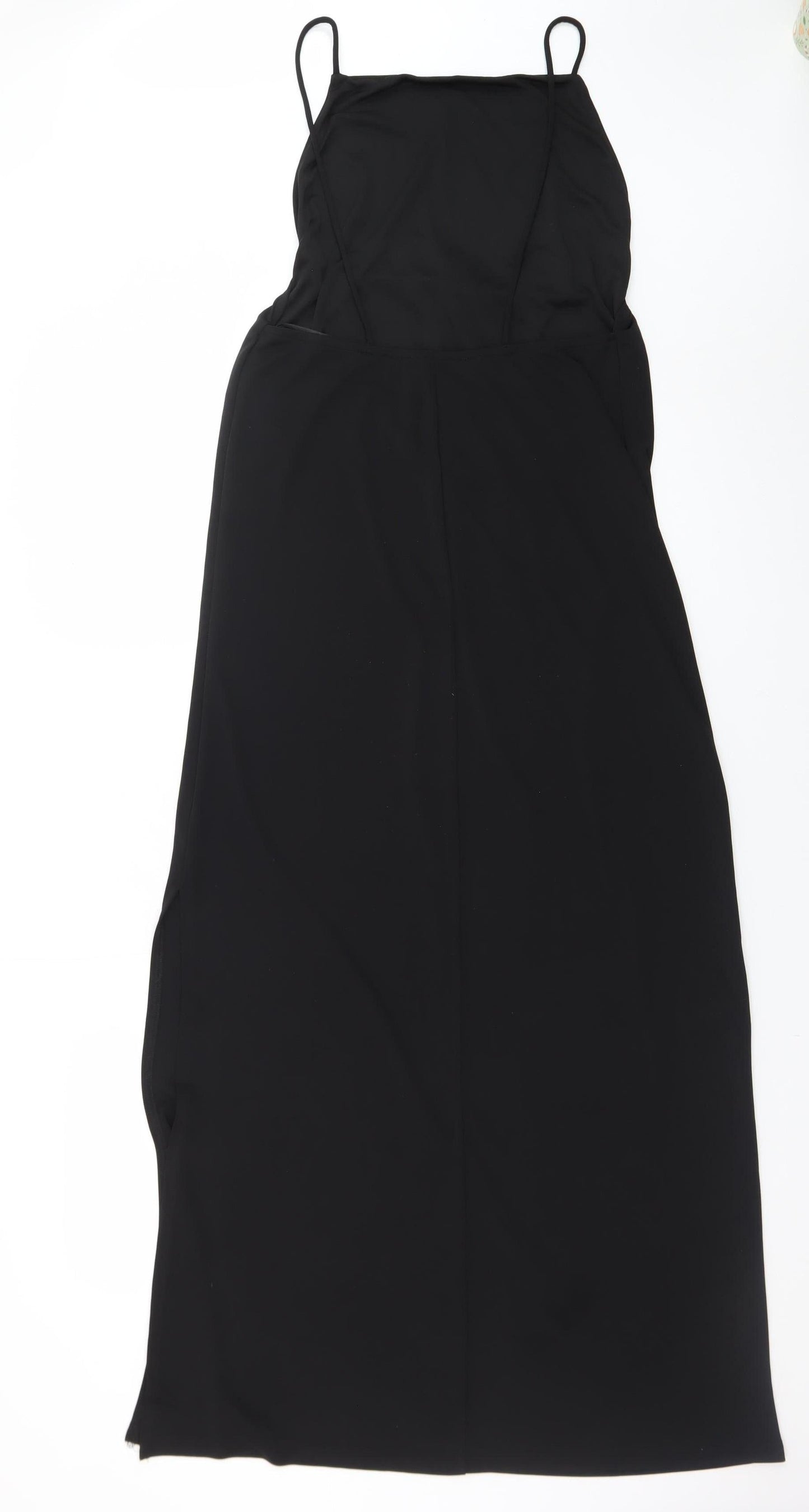 MNG Women’s Black Long Slip Dress Size 10 Sleeveless Lightweight