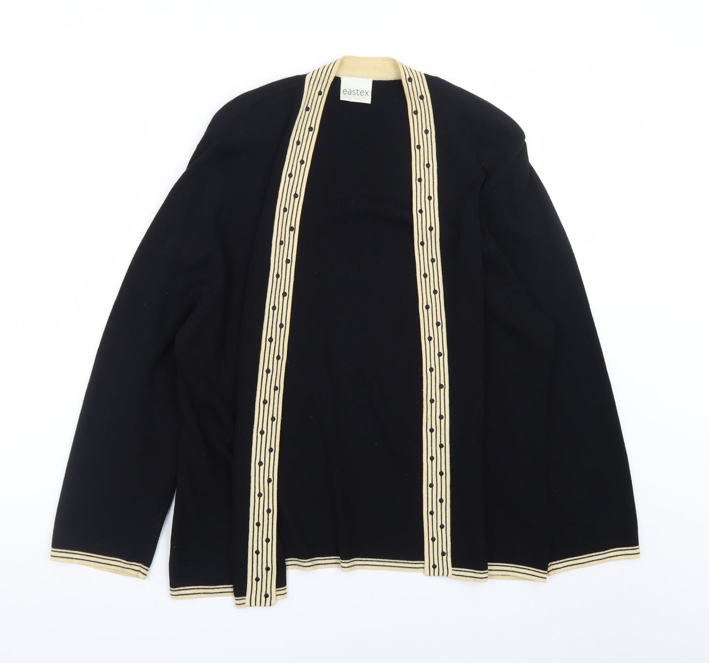 Eastex Women Black Beige Open Cardigan Size 16 Viscose Blend