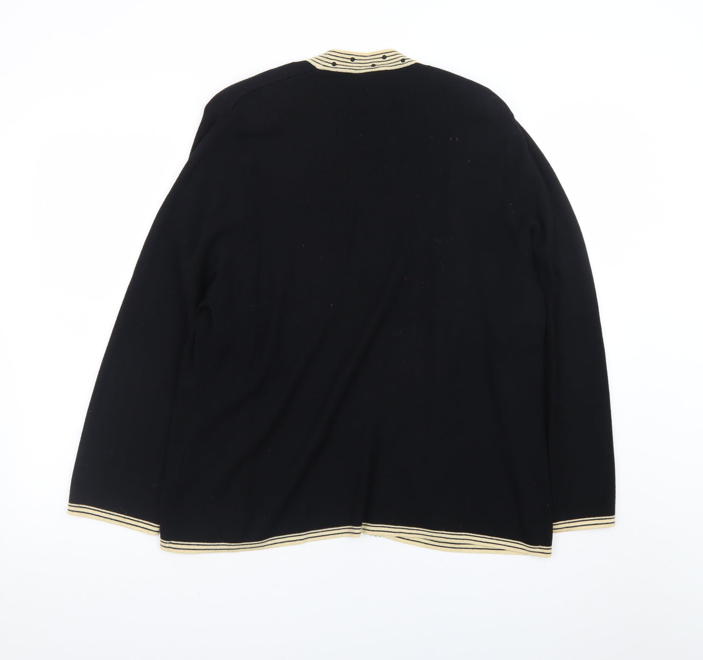 Eastex Women Black Beige Open Cardigan Size 16 Viscose Blend