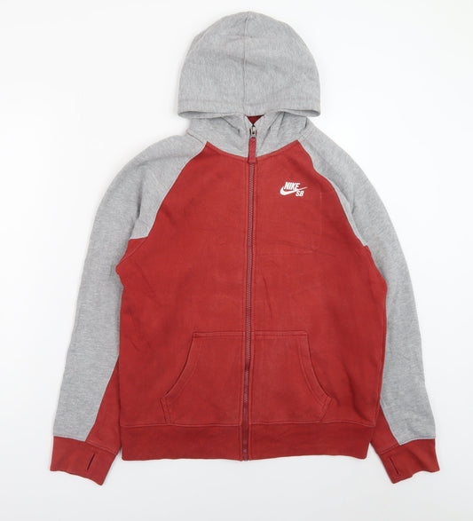 Nike SB Teens Red Grey Full Zip Hoodie XL Skateboard Style