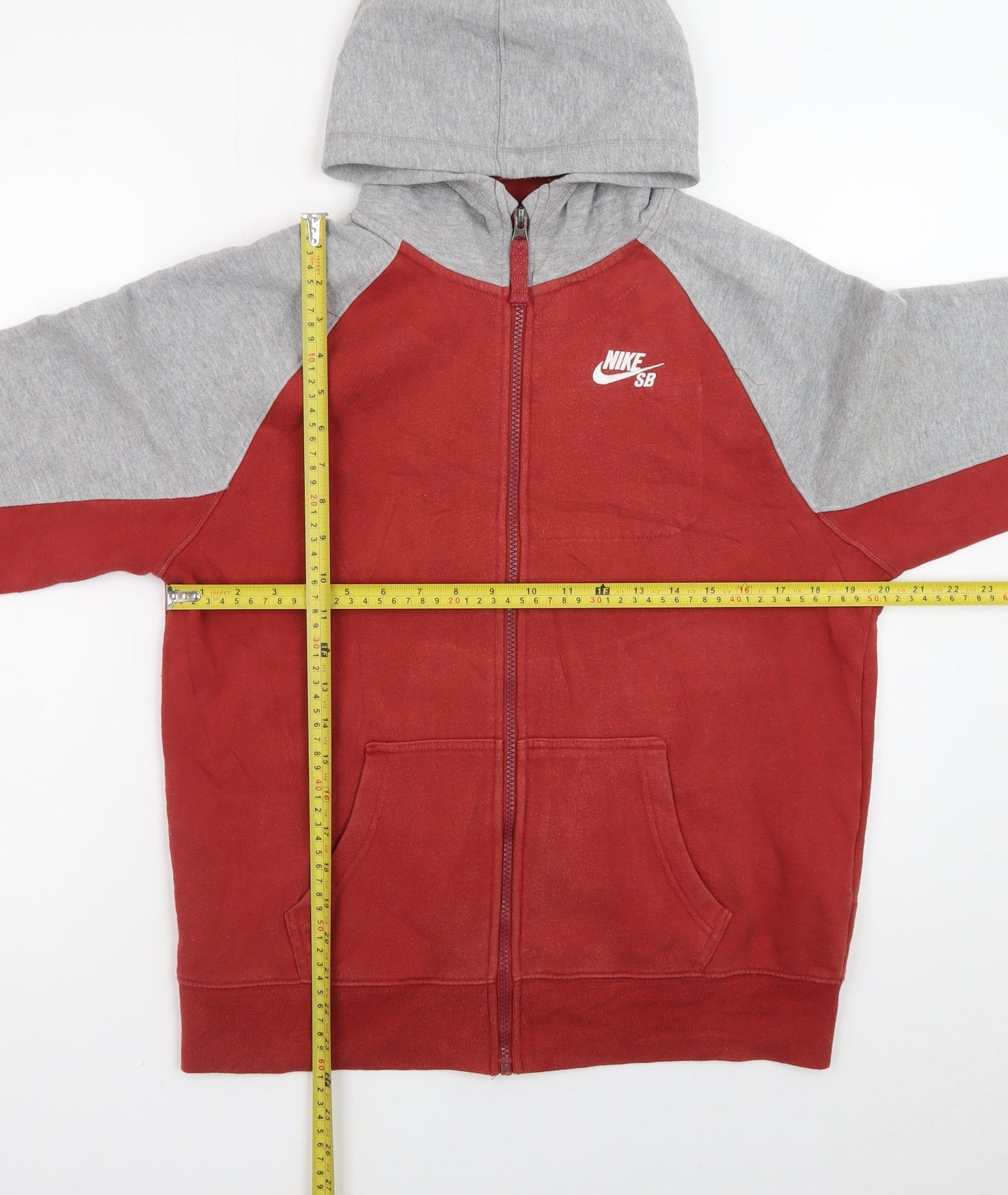 Nike SB Teens Red Grey Full Zip Hoodie XL Skateboard Style