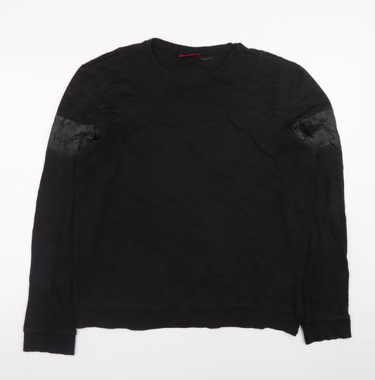 Hugo Boss Men's Black Crew Neck Quilted Detail Sweatshirt Size L