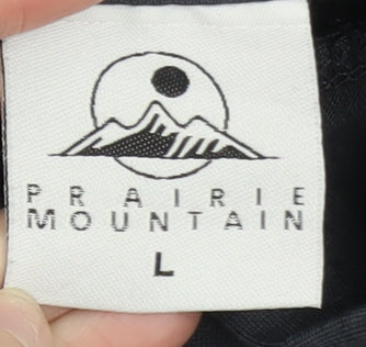 Prairie Mountain Men's Grey Hooded Long Sleeve Graphic T-Shirt Size L