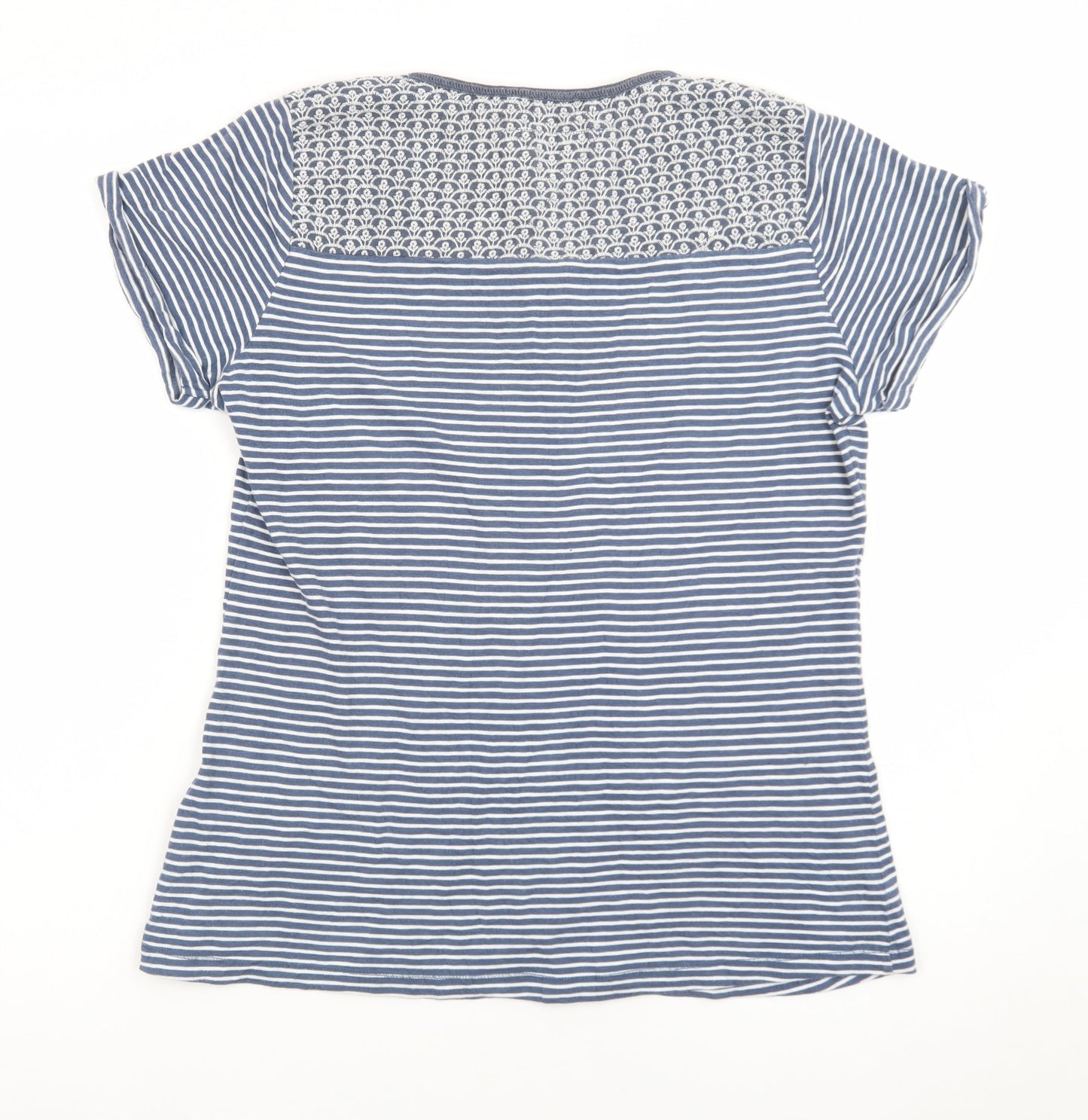 Mantaray Women's Blue Striped Cotton Short Sleeve T-Shirt Size 14