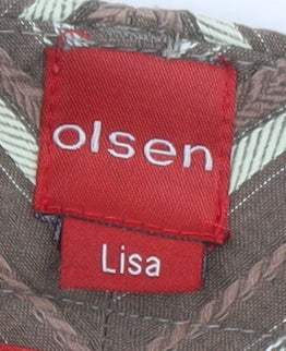 Olsen Women's Brown Striped Lisa Straight Trousers Size 18