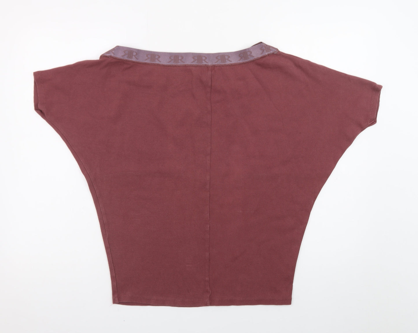 River Island Women Brown Size 8 Boat Neck Jersey T-Shirt