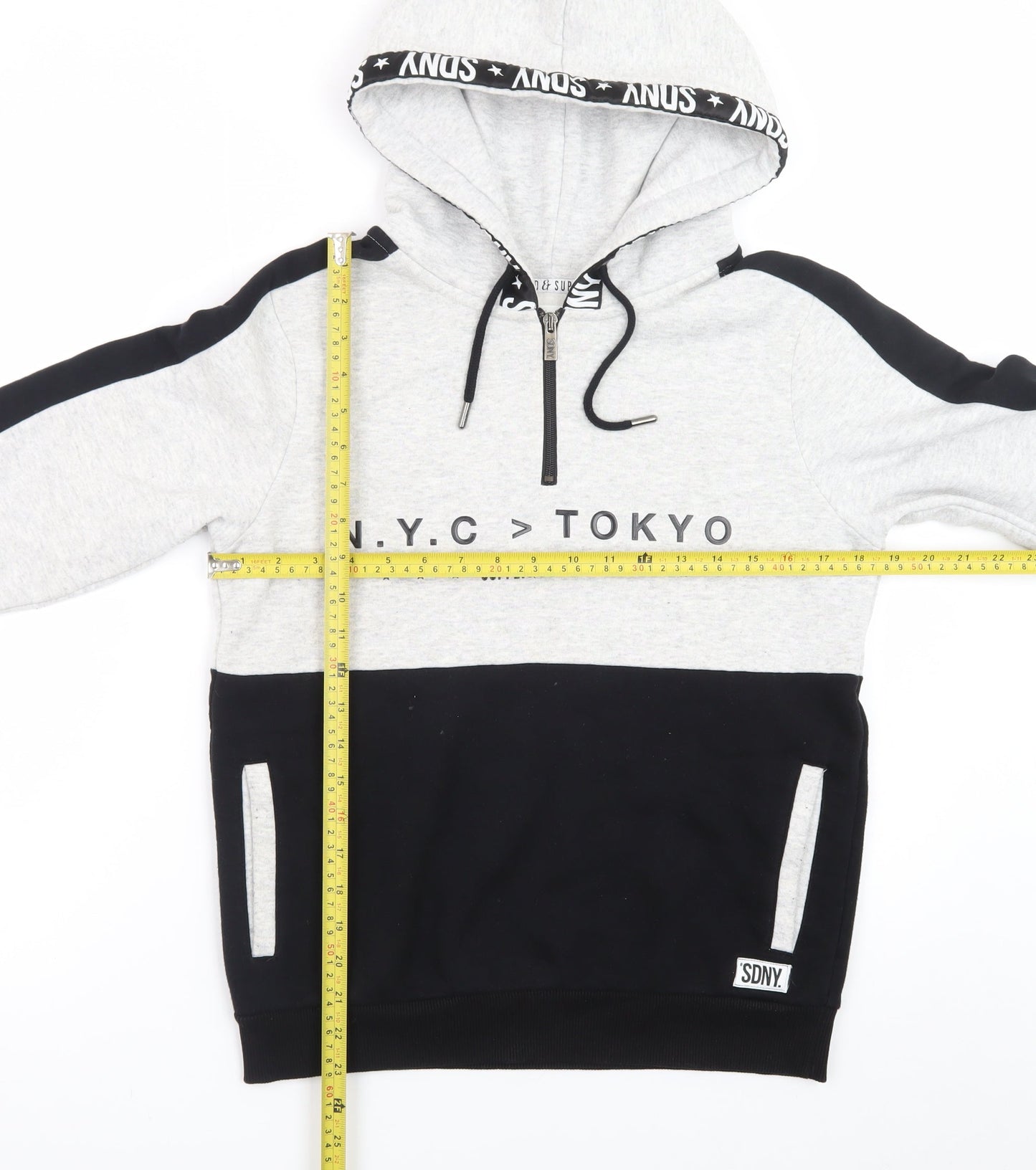 Supply & Demand Men’s Grey Black Half Zip Hoodie Size 10 Graphic Print