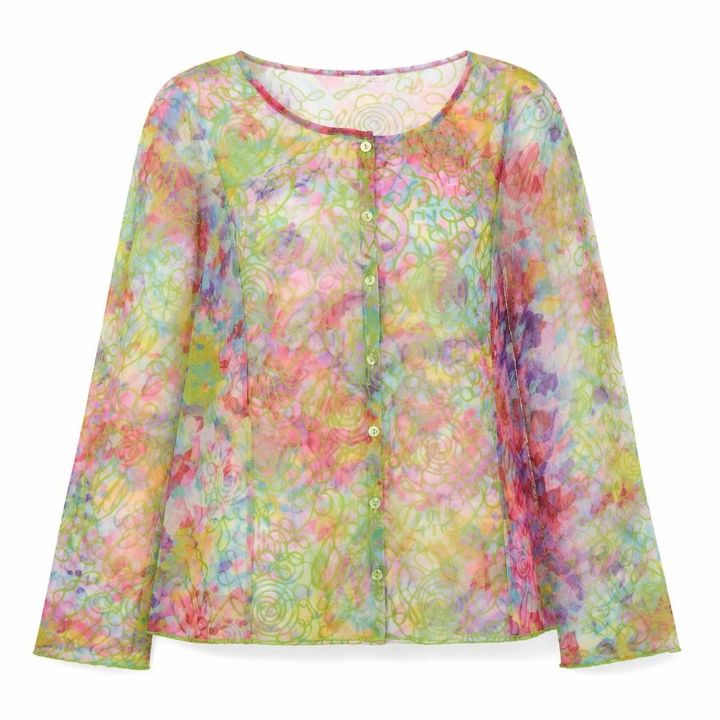 Evalinka Womens Multicoloured Sheer Chiffon Blouse Size 14