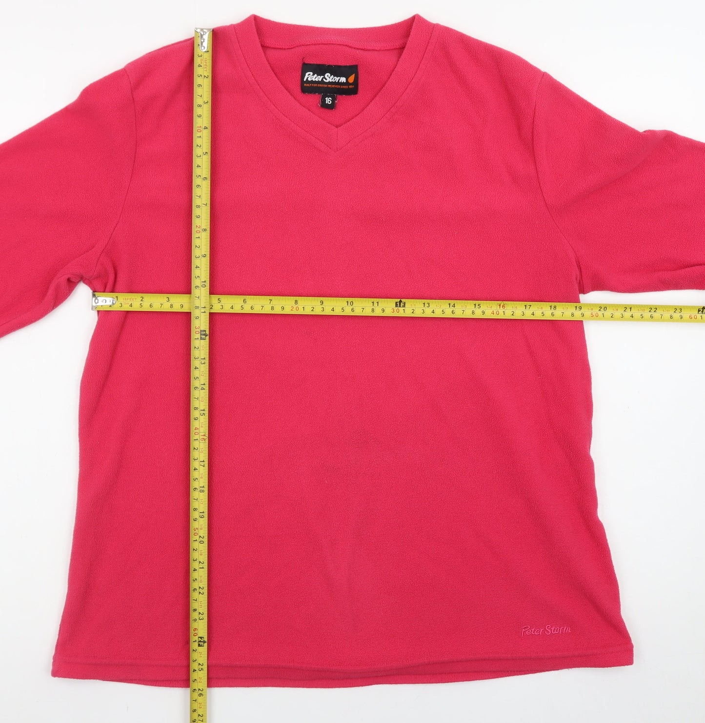 Peter Storm Womens Pink Fleece Pullover Sweatshirt Size 16 V-Neck