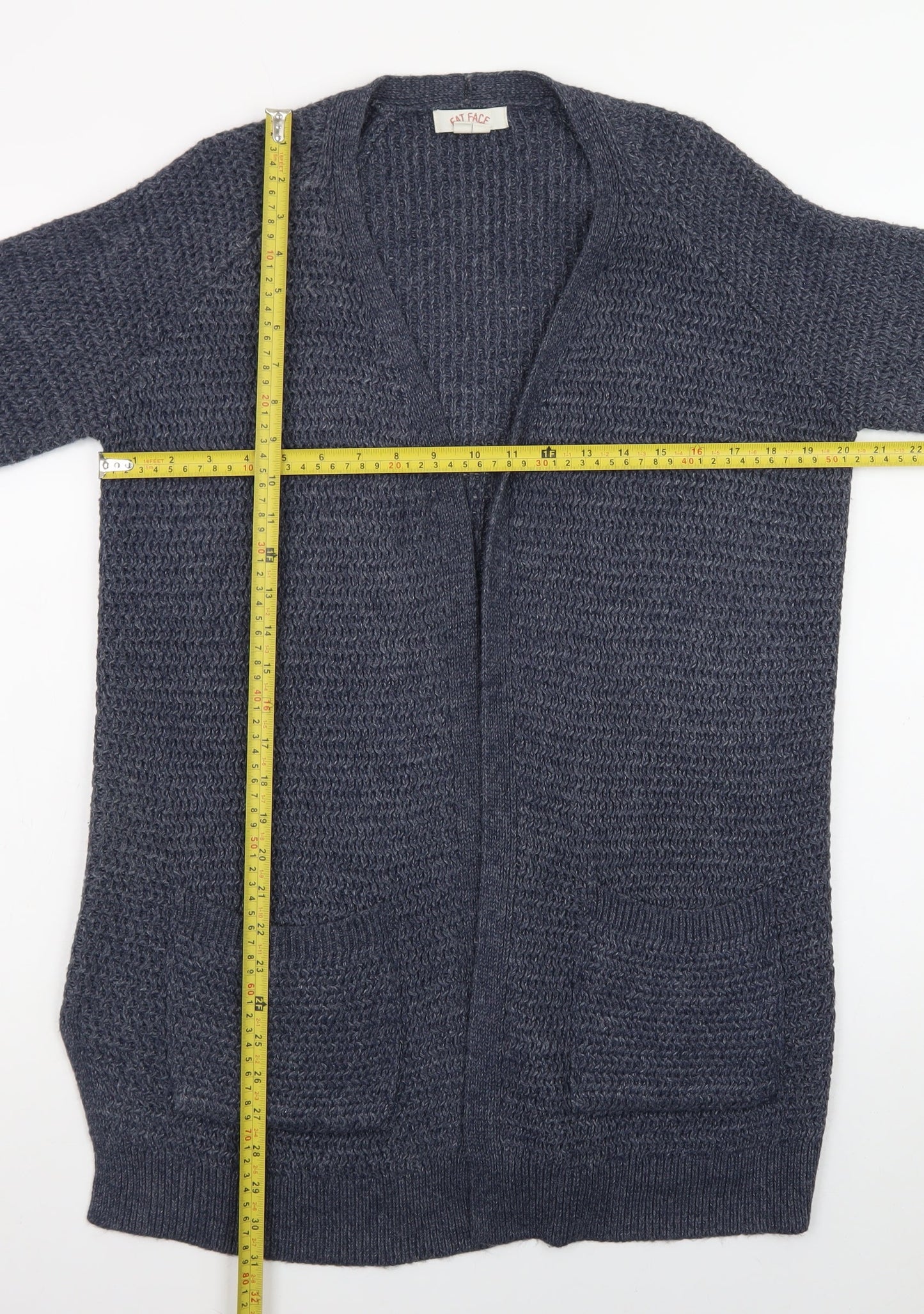 Fat Face Women Blue Size 8 Long Sleeve Knit Cardigan