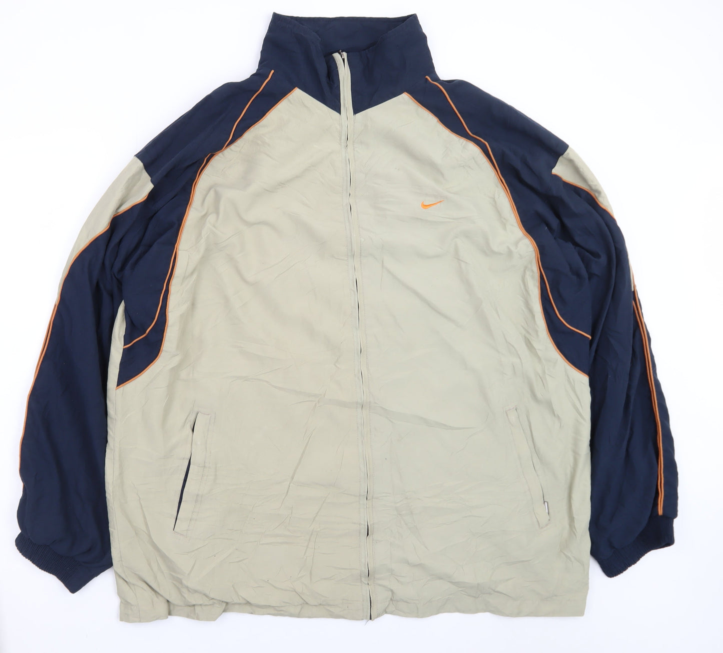 Nike Men’s Beige & Navy 2XL Sports Windbreaker Jacket