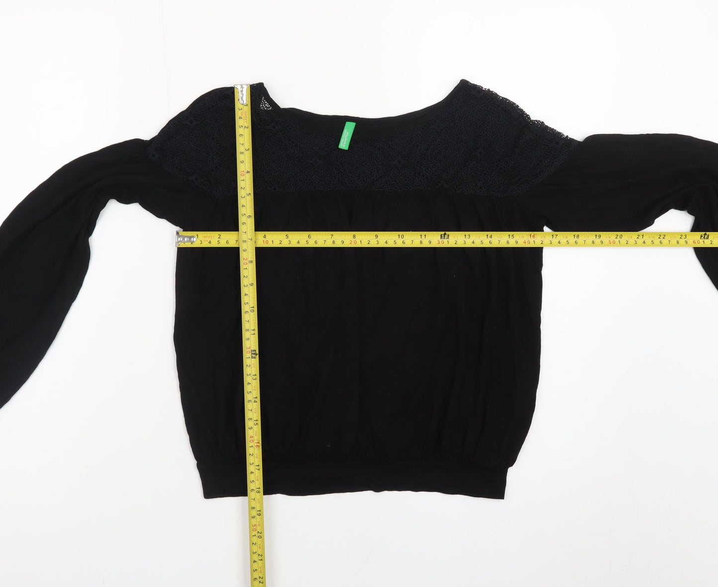 United Colors of Benetton Women's Black Lace Tunic Blouse XS