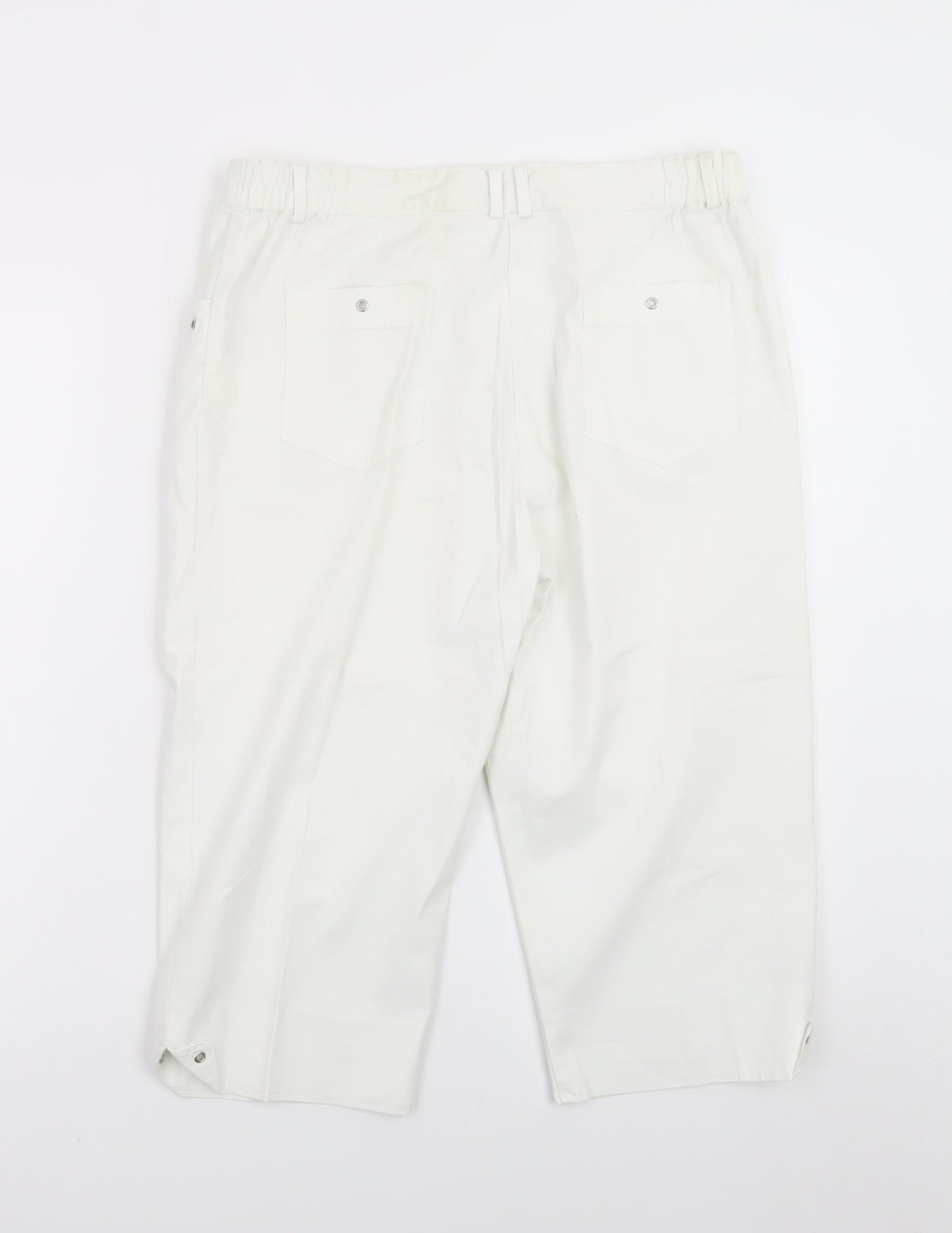 Emreco Women's White Capri Jeans UK 12 Regular Stretch Denim